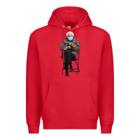 Red bernie sitting in the cold with mittens meme Premium Hoodie - artisFamous