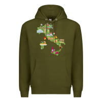 Army Green Italy map Premium Hoodie - artisFamous