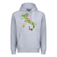 Heather Grey Italy map Premium Hoodie - artisFamous