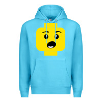 Ocean Blue surprised expression lego head Premium Hoodie - artisFamous