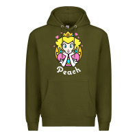 Army Green peach graphic Premium Hoodie - artisFamous