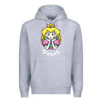 Heather Grey peach graphic Premium Hoodie - artisFamous