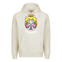 Oatmeal Heather peach graphic Premium Hoodie - artisFamous