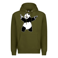 Army Green banksy panda Premium Hoodie - artisFamous