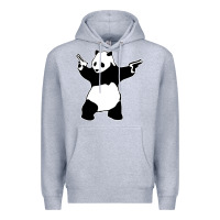 Heather Grey banksy panda Premium Hoodie - artisFamous