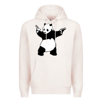 Pale Pink banksy panda Premium Hoodie - artisFamous