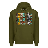 Army Green western handdrawn patterns brushstrokes Premium Hoodie - BarkalooDesign