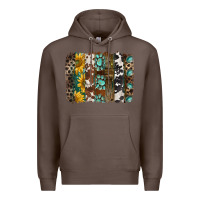 Coffee western handdrawn patterns brushstrokes Premium Hoodie - BarkalooDesign