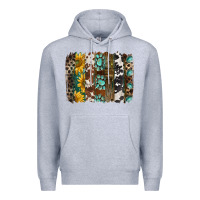 Heather Grey western handdrawn patterns brushstrokes Premium Hoodie - BarkalooDesign