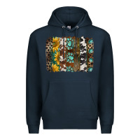 Navy western handdrawn patterns brushstrokes Premium Hoodie - BarkalooDesign
