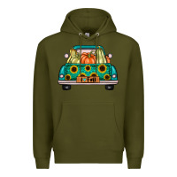 Army Green i love fall truck Premium Hoodie - artisFamous