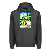 Charcoal Heather hawaii hula girl Premium Hoodie - artisFamous