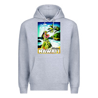 Heather Grey hawaii hula girl Premium Hoodie - artisFamous