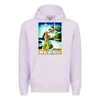 Lilac hawaii hula girl Premium Hoodie - artisFamous