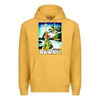 Mustard hawaii hula girl Premium Hoodie - artisFamous