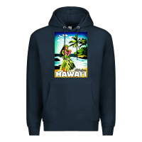 Navy hawaii hula girl Premium Hoodie - artisFamous