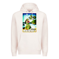 Pale Pink hawaii hula girl Premium Hoodie - artisFamous
