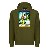 Army Green hawaii hula girl Premium Hoodie - artisFamous