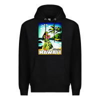 Black hawaii hula girl Premium Hoodie - artisFamous
