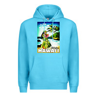 Ocean Blue hawaii hula girl Premium Hoodie - artisFamous