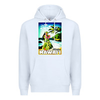 White hawaii hula girl Premium Hoodie - artisFamous
