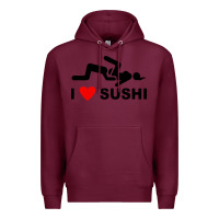 Burgundy i love sushi funny Premium Hoodie - artisFamous