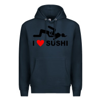 Navy i love sushi funny Premium Hoodie - artisFamous
