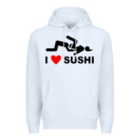 White i love sushi funny Premium Hoodie - artisFamous