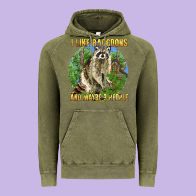 I Like Raccoons And 3 People Vintage Hoodie Designed By Barkaloodesign