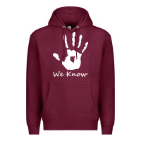 Burgundy skyrim dark brotherhood we know hand novelty kids mens womens t shirt Premium Hoodie - artisFamous
