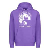 Purple i love horror movies and my corgi funny corgi Premium Hoodie - artisFamous