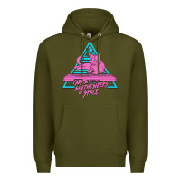 Army Green Cats on Synthesizers in Space Premium Hoodie - artisFamous