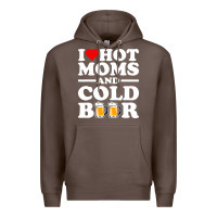 Coffee i love heart hot moms cold beer funny adult drinking joke Premium Hoodie - artisFamous