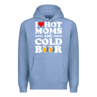 Colony Blue i love heart hot moms cold beer funny adult drinking joke Premium Hoodie - artisFamous