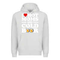 Dove Grey i love heart hot moms cold beer funny adult drinking joke Premium Hoodie - artisFamous