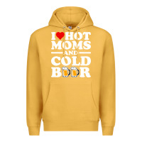 Mustard i love heart hot moms cold beer funny adult drinking joke Premium Hoodie - artisFamous