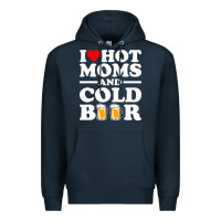 Navy i love heart hot moms cold beer funny adult drinking joke Premium Hoodie - artisFamous