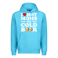 Ocean Blue i love heart hot moms cold beer funny adult drinking joke Premium Hoodie - artisFamous