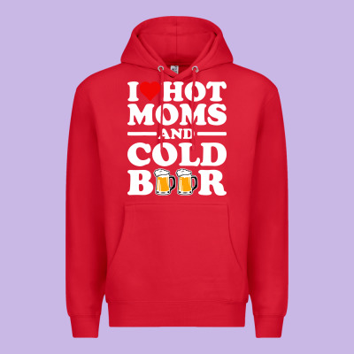 I Love Heart Hot Moms Cold Beer Funny Adult Drinking Joke Premium Hoodie Designed By Artisfamous