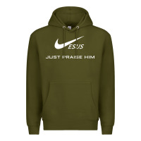 Army Green jesus just praise him jesus surfed christian Premium Hoodie - artisFamous