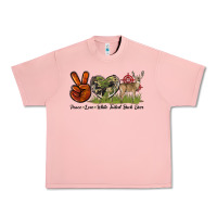 Salmon Peace Love White Tailed Buck Deer Urban Heavy Tee - LillyAllenDesigns