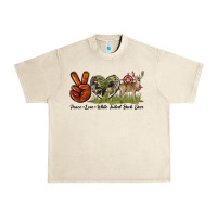 Sandshell Peace Love White Tailed Buck Deer Urban Heavy Tee - LillyAllenDesigns