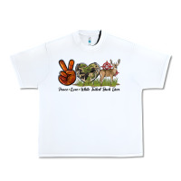 White Peace Love White Tailed Buck Deer Urban Heavy Tee - LillyAllenDesigns
