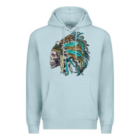 Blue Mist western indian headdress with skull Premium Hoodie - RanaPortraitStore