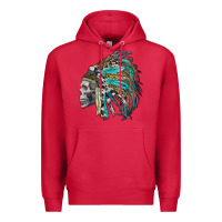 Cardinal western indian headdress with skull Premium Hoodie - RanaPortraitStore