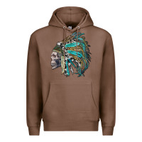 Chestnut western indian headdress with skull Premium Hoodie - RanaPortraitStore