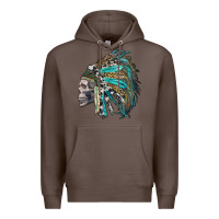 Coffee western indian headdress with skull Premium Hoodie - RanaPortraitStore