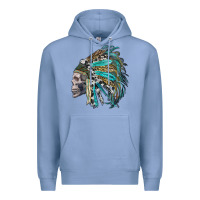 Colony Blue western indian headdress with skull Premium Hoodie - RanaPortraitStore