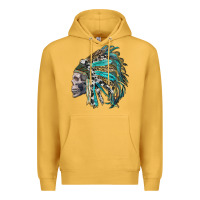 Mustard western indian headdress with skull Premium Hoodie - RanaPortraitStore