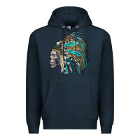 Navy western indian headdress with skull Premium Hoodie - RanaPortraitStore